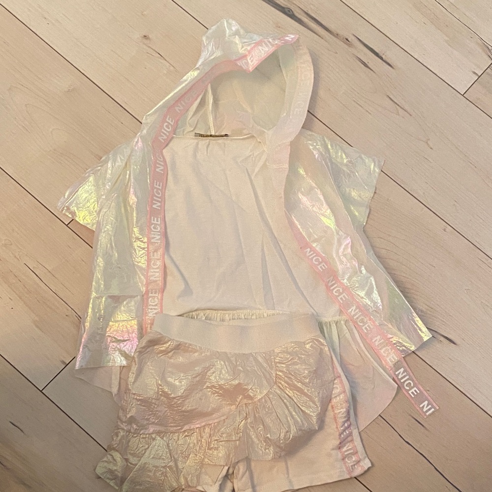 Little Star, Iridescent Hooded Jacket and Shorts Set